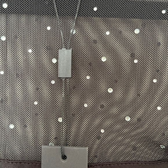 Cable & Gauge Mesh Yoke and Three-Quarter Sleeve Top Black Size M - Picture 5 of 7